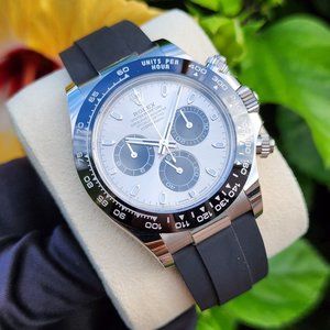 2022 MINT ROLEX DAYTONA 116519LN 40MM 18K OYSTERFLEX CERAMIC WHITE GOLD SILVER